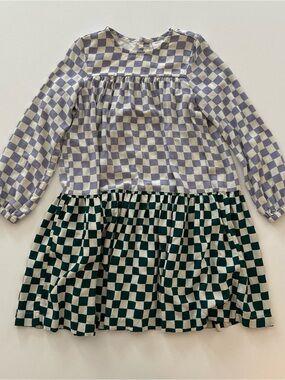 Hanna Andersson Lavender and Green Checkerboard Twirl Dress